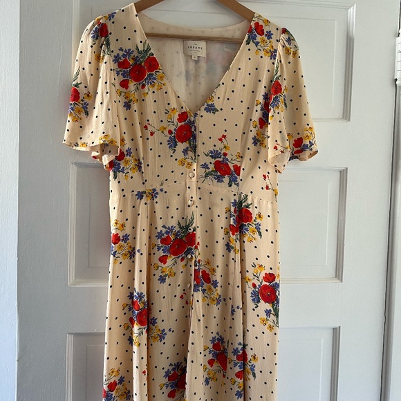 Sézane Dress with Floral and Dot Design - Cream, Red, Blue US 6/FR 38 - Picture 1 of 7